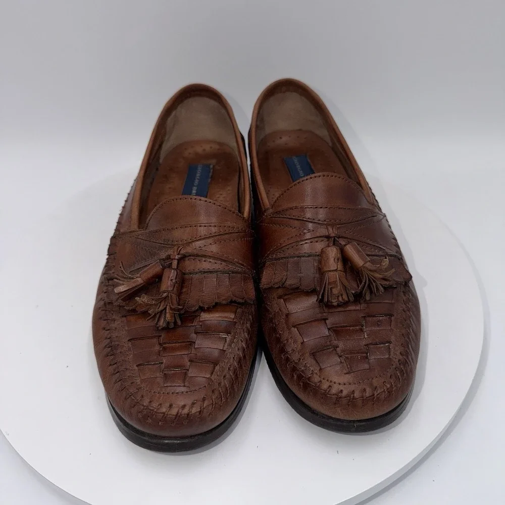 Giorgio Brutini Mens Shoes Size 8 M Loafers Woven Leather Kiltie Tassel